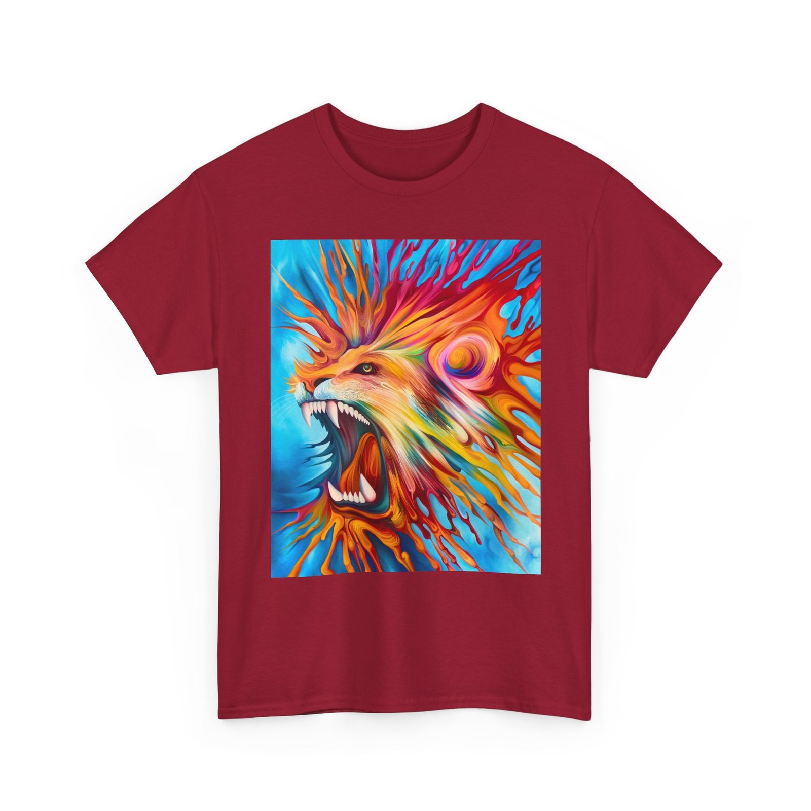 T-Shirt - Vibrant Lion Art Tee, Unisex Heavy Cotton T-shirt, Bold Graphic Shirt, Animal Lover Gift, Casual Wear, Statement Piece - Image 51