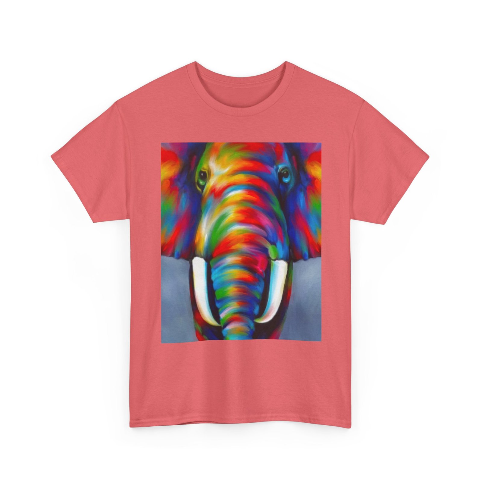 T-Shirt - Colorful Elephant Art Tee, Unisex Heavy Cotton T-Shirt, Animal Lover Gift, Vibrant Artwork Tee, Nature Lover Apparel, Eclectic Fashion - Image 11
