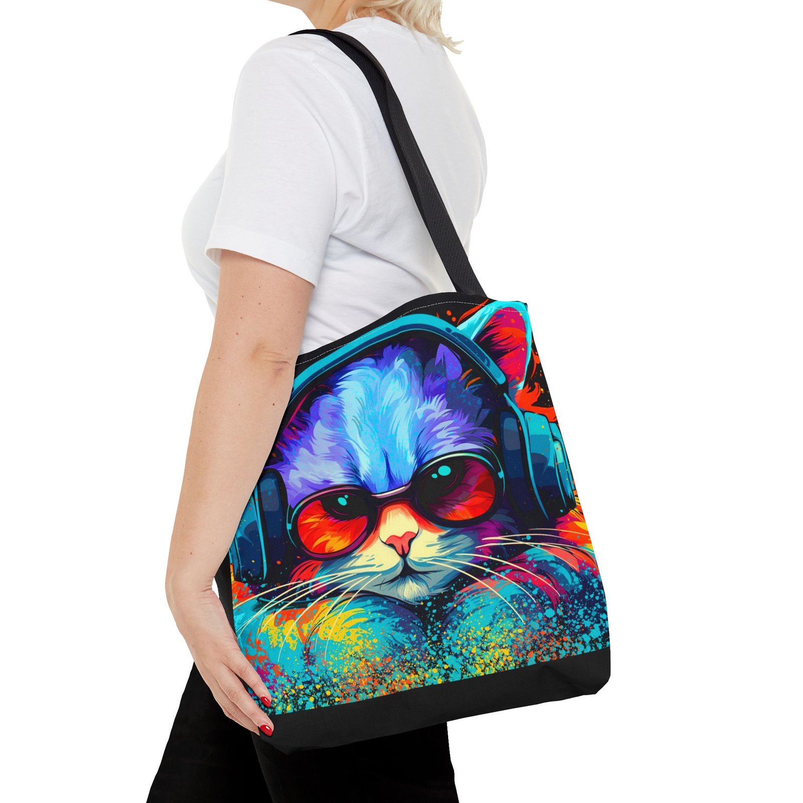 Tote Bag - Vibrant Cat Tote Bag - Colorful, Trendy, Cat Lover Gift, Summer Beach Bag, Fun Shopping Tote - Image 8