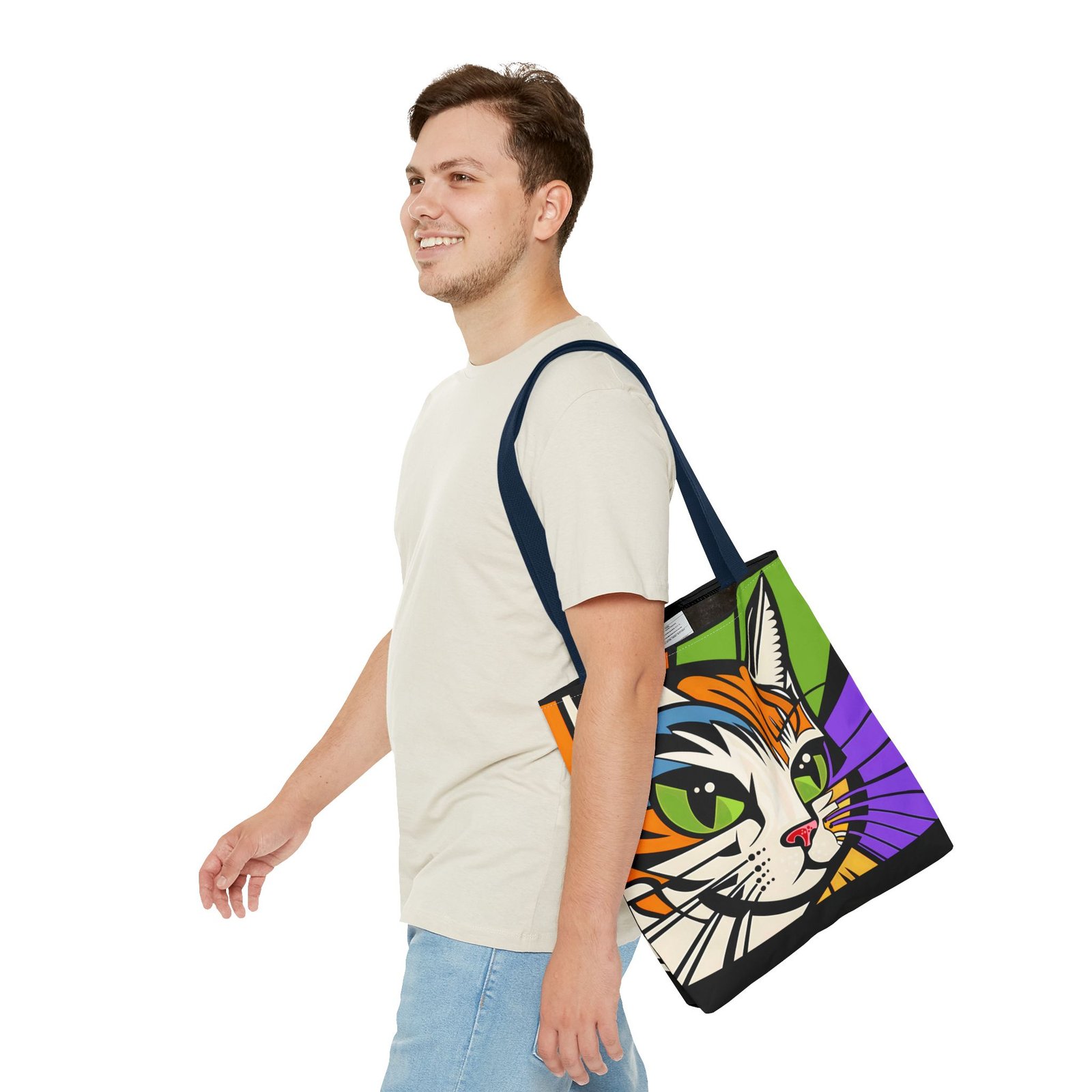 Tote Bag - Colorful Cat Design Tote Bag, Eco-Friendly Bag, Pet Lover Gift, Unique Shopping Bag, Everyday Use, Stylish Carryall - Image 55