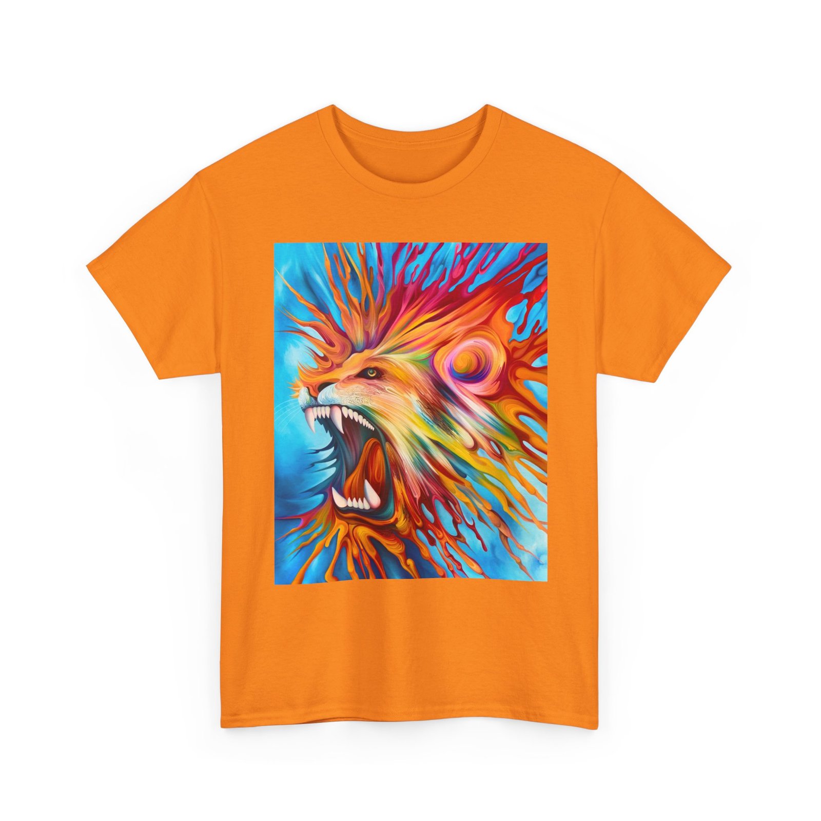 T-Shirt - Vibrant Lion Art Tee, Unisex Heavy Cotton T-shirt, Bold Graphic Shirt, Animal Lover Gift, Casual Wear, Statement Piece - Image 15