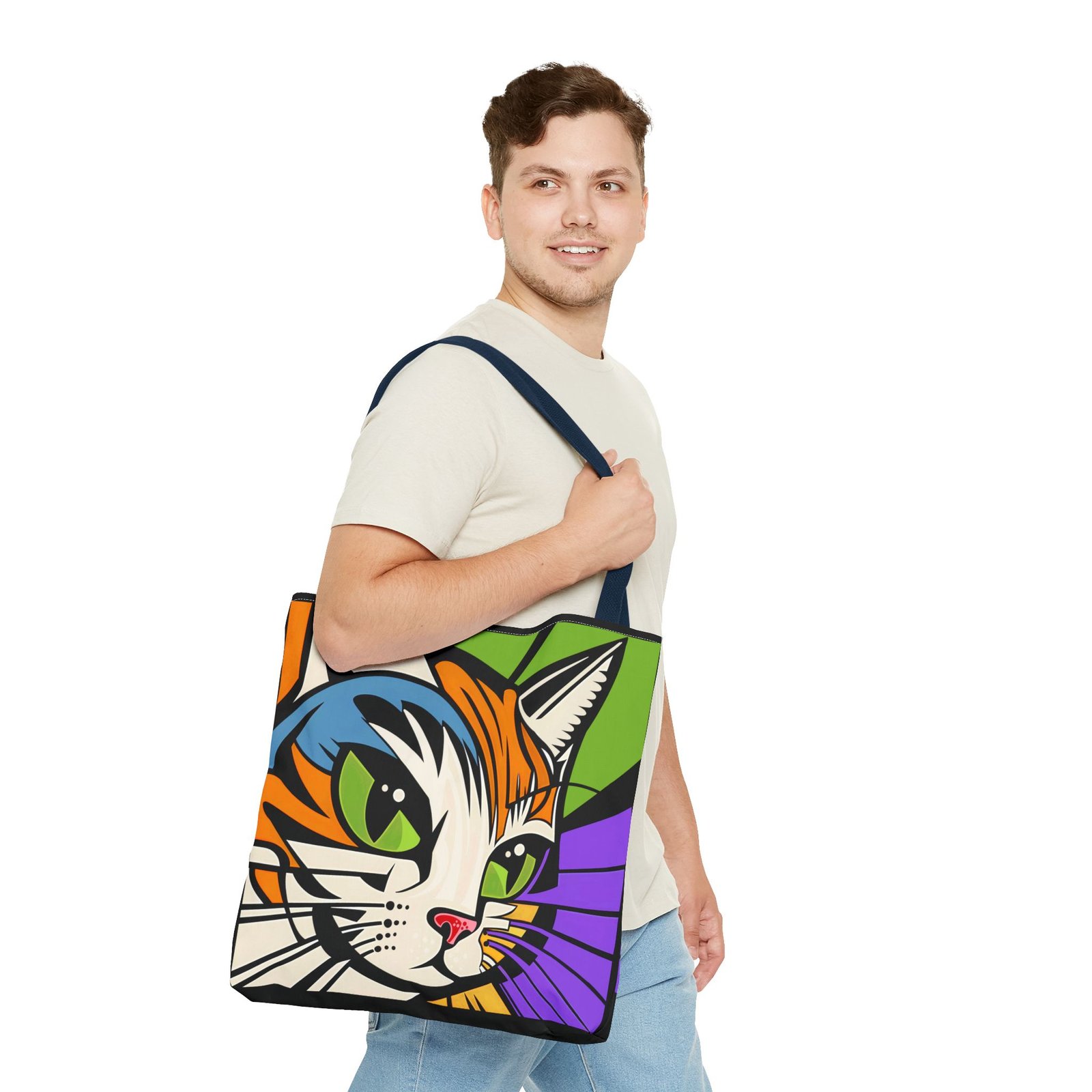 Tote Bag - Colorful Cat Design Tote Bag, Eco-Friendly Bag, Pet Lover Gift, Unique Shopping Bag, Everyday Use, Stylish Carryall - Image 59