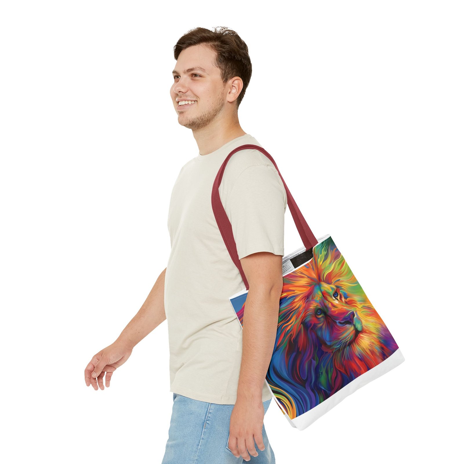 Tote Bag - Vibrant Lion Tote Bag, Colorful Reusable Bag, Beach Tote, Gift for Animal Lovers, Eco-Friendly Shopping Bag, Festival Bag - Image 19