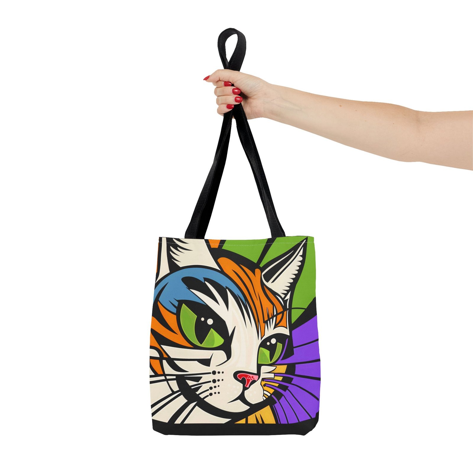Tote Bag - Colorful Cat Design Tote Bag, Eco-Friendly Bag, Pet Lover Gift, Unique Shopping Bag, Everyday Use, Stylish Carryall - Image 4