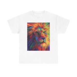 T-Shirt - Colorful Lion Art Unisex Heavy Cotton Tee | Vibrant Animal Lover T-Shirt, Gift for Nature Enthusiasts, Eco-Friendly Art Wear