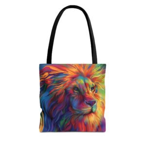 Tote Bag - Vibrant Lion Tote Bag, Colorful Reusable Bag, Beach Tote, Gift for Animal Lovers, Eco-Friendly Shopping Bag, Festival Bag