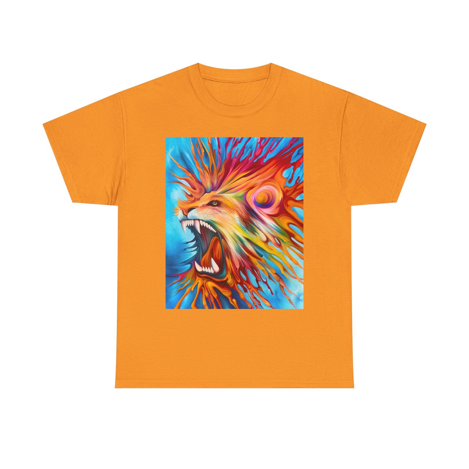T-Shirt - Vibrant Lion Art Tee, Unisex Heavy Cotton T-shirt, Bold Graphic Shirt, Animal Lover Gift, Casual Wear, Statement Piece - Image 9
