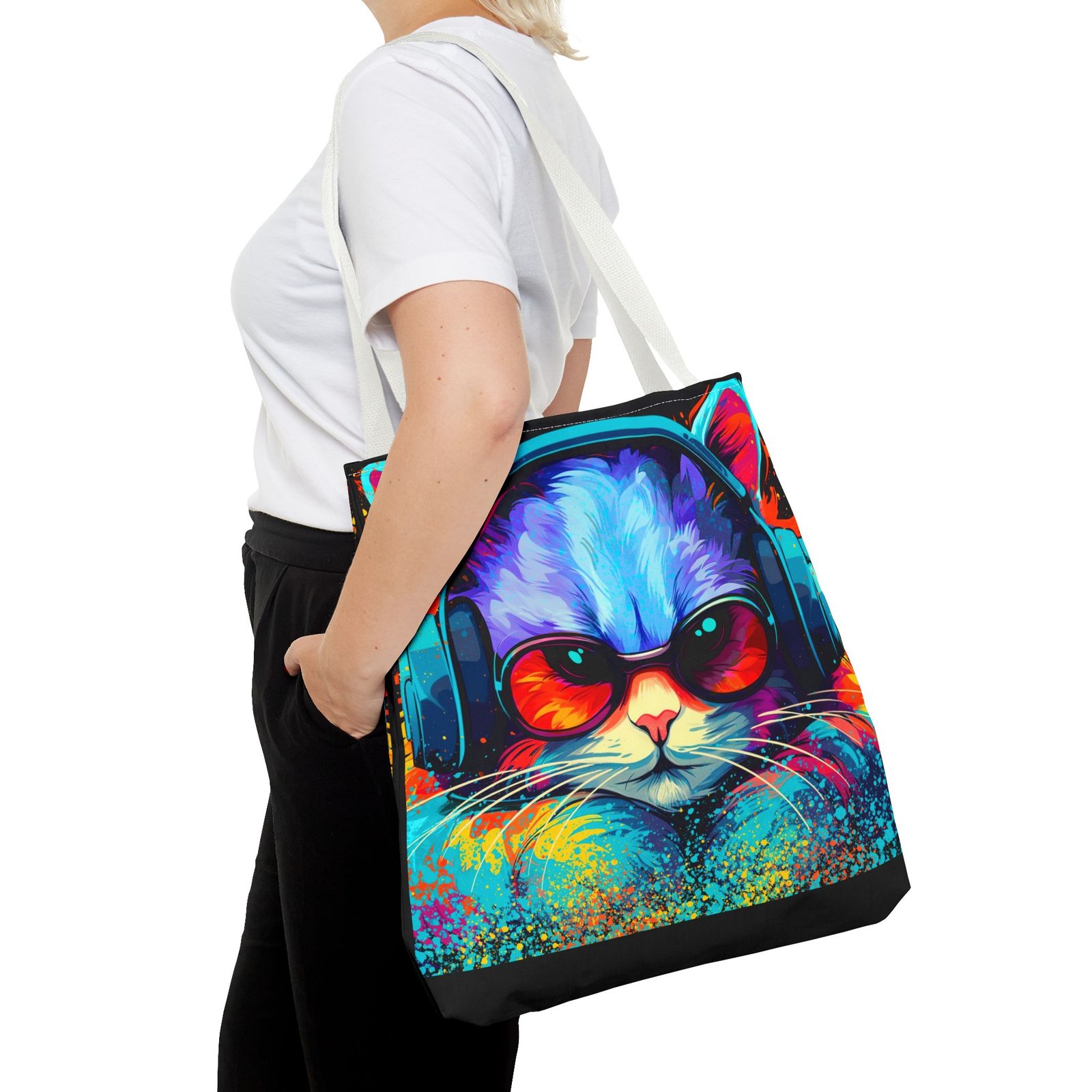 Tote Bag - Vibrant Cat Tote Bag - Colorful, Trendy, Cat Lover Gift, Summer Beach Bag, Fun Shopping Tote - Image 36
