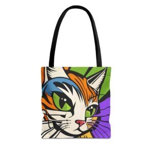 Tote Bag - Colorful Cat Design Tote Bag, Eco-Friendly Bag, Pet Lover Gift, Unique Shopping Bag, Everyday Use, Stylish Carryall