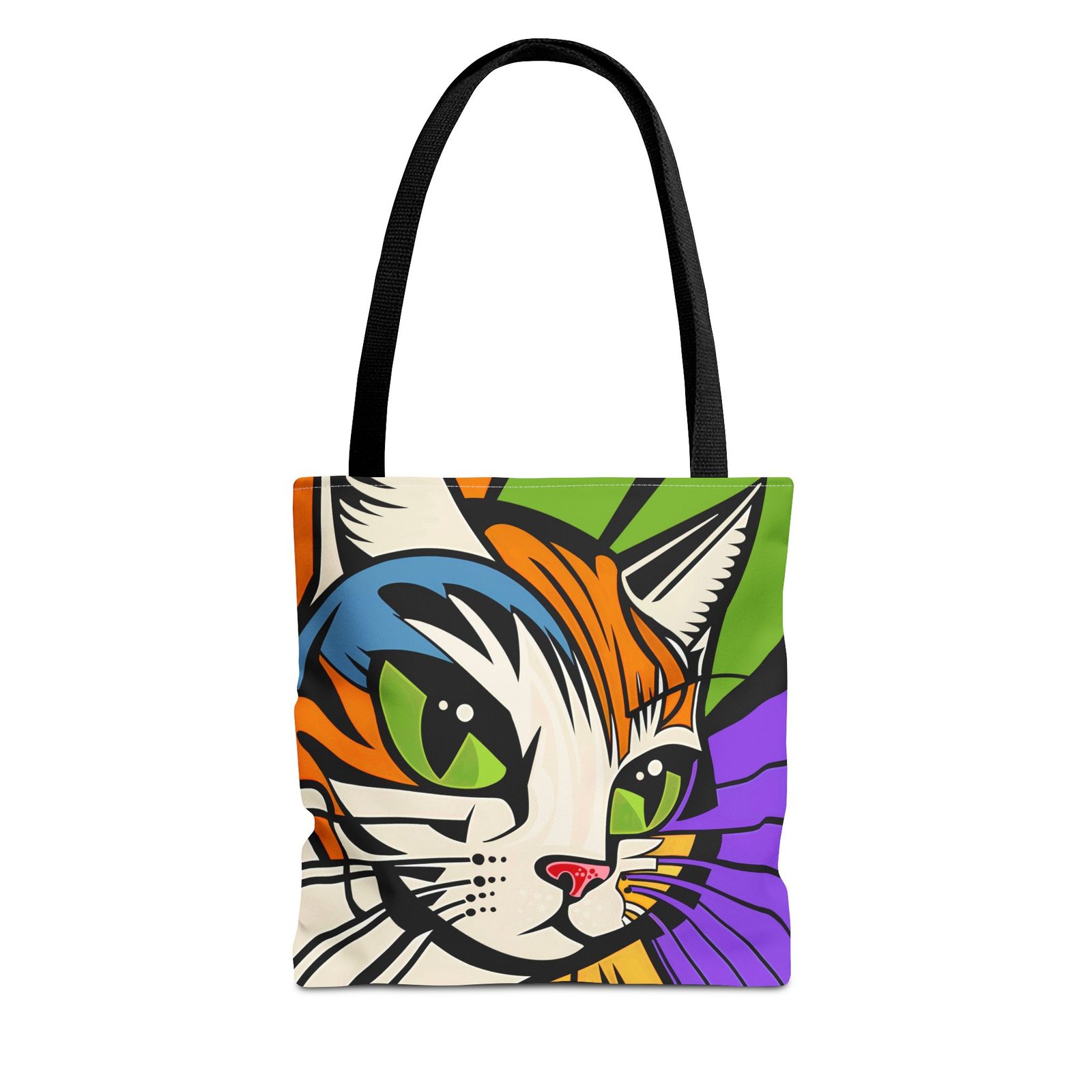 Tote Bag - Colorful Cat Design Tote Bag, Eco-Friendly Bag, Pet Lover Gift, Unique Shopping Bag, Everyday Use, Stylish Carryall