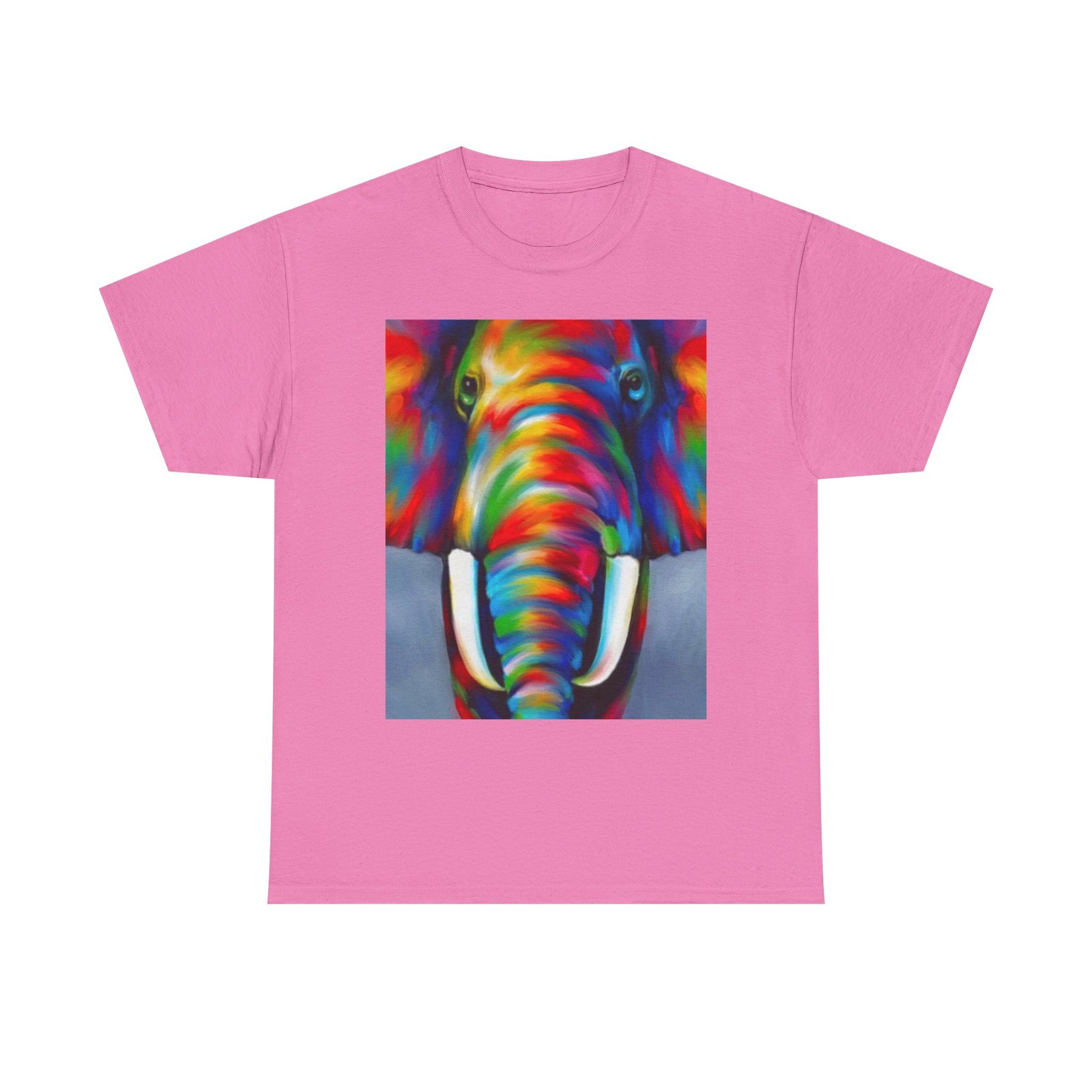 T-Shirt - Colorful Elephant Art Tee, Unisex Heavy Cotton T-Shirt, Animal Lover Gift, Vibrant Artwork Tee, Nature Lover Apparel, Eclectic Fashion - Image 45