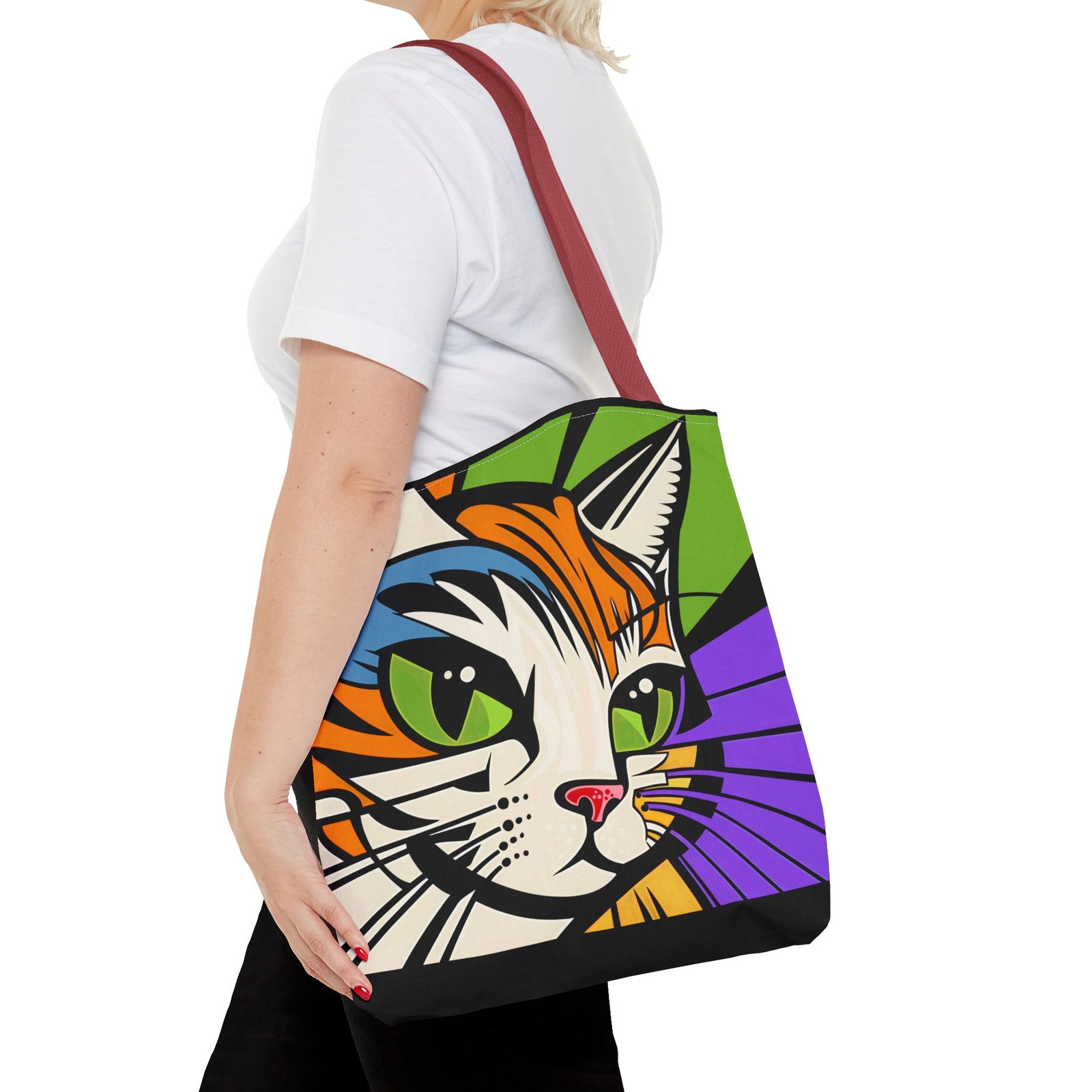 Tote Bag - Colorful Cat Design Tote Bag, Eco-Friendly Bag, Pet Lover Gift, Unique Shopping Bag, Everyday Use, Stylish Carryall - Image 20