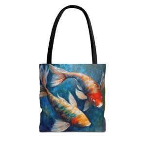 Tote Bag - Colorful Koi Fish Tote Bag, Art Tote, Beach Bag, Shopping Tote, Eco-Friendly Bag, Gift for Nature Lovers