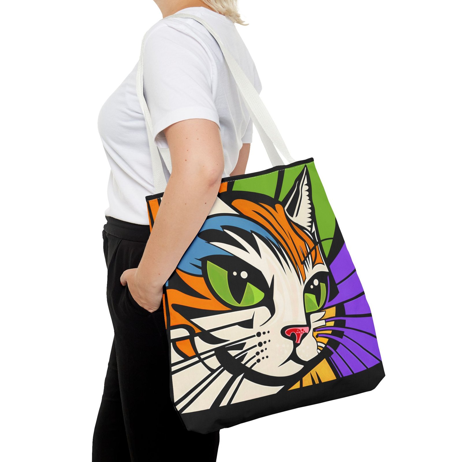 Tote Bag - Colorful Cat Design Tote Bag, Eco-Friendly Bag, Pet Lover Gift, Unique Shopping Bag, Everyday Use, Stylish Carryall - Image 36