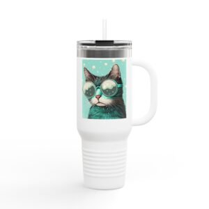 Travel Mug - Cute Cat Insulated Travel Mug | 40oz Fun Design for Cat Lovers | Perfect Gift for Animal Enthusiasts & Travel