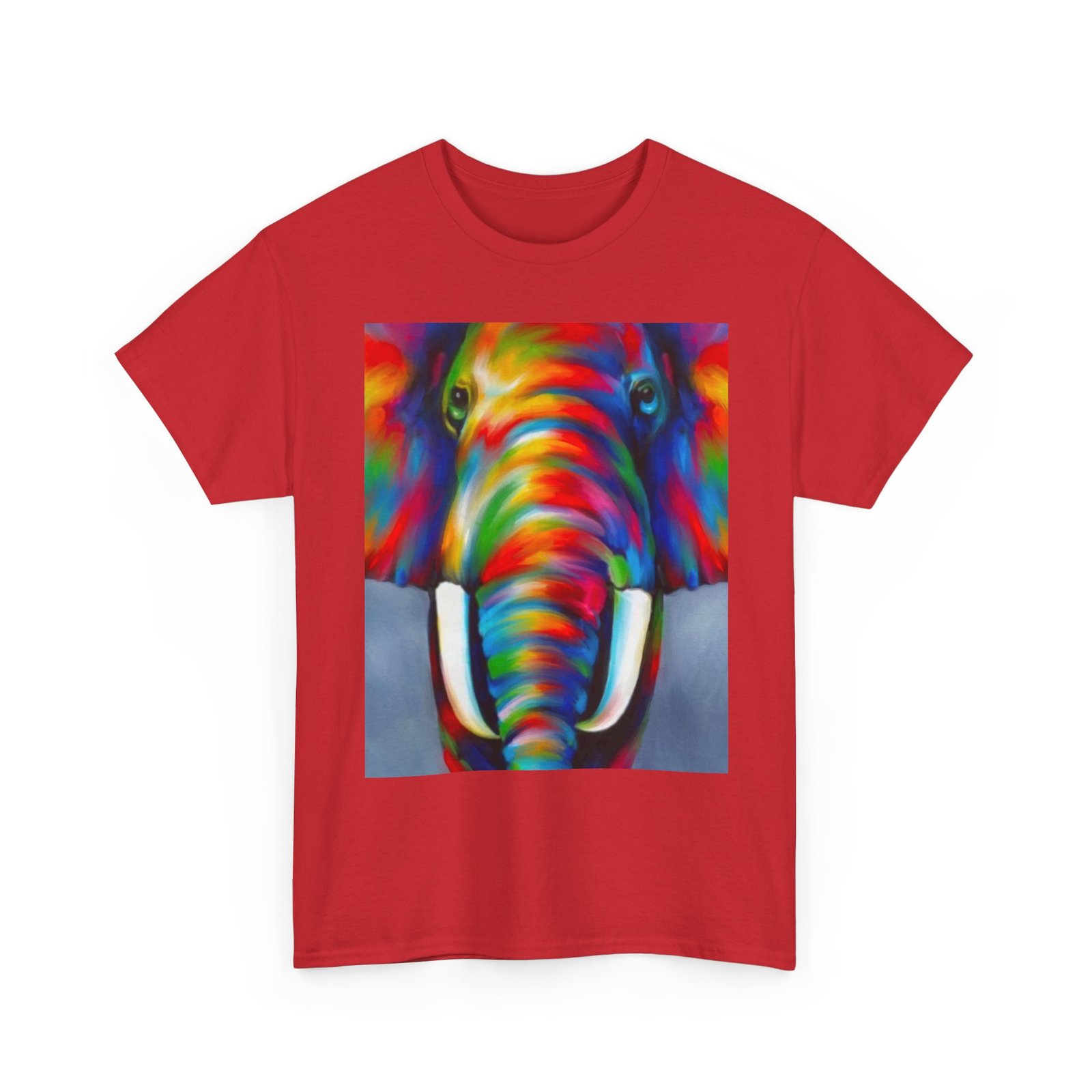 T-Shirt - Colorful Elephant Art Tee, Unisex Heavy Cotton T-Shirt, Animal Lover Gift, Vibrant Artwork Tee, Nature Lover Apparel, Eclectic Fashion - Image 51