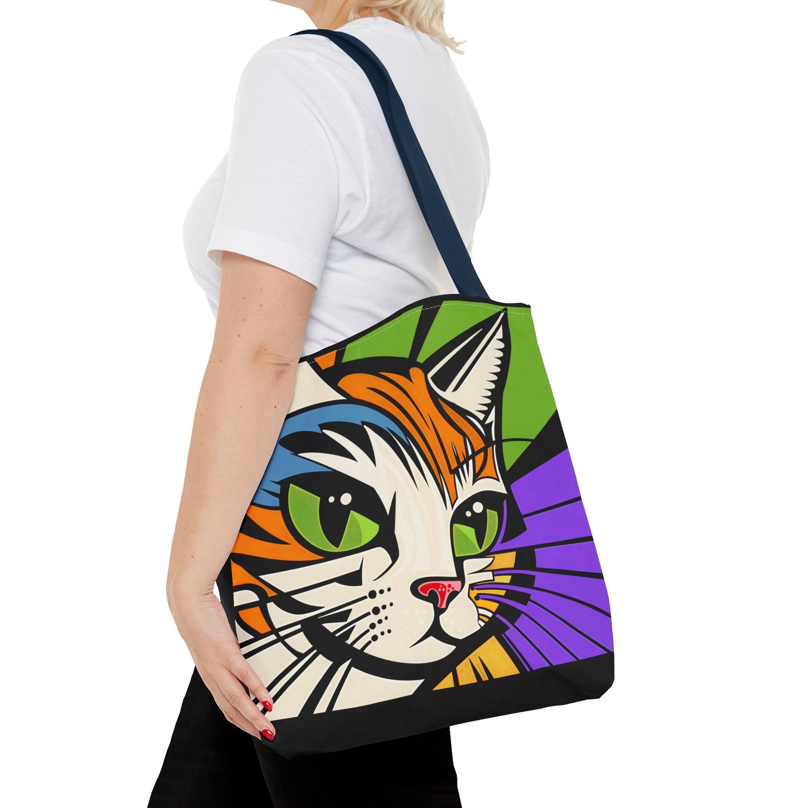 Tote Bag - Colorful Cat Design Tote Bag, Eco-Friendly Bag, Pet Lover Gift, Unique Shopping Bag, Everyday Use, Stylish Carryall - Image 56
