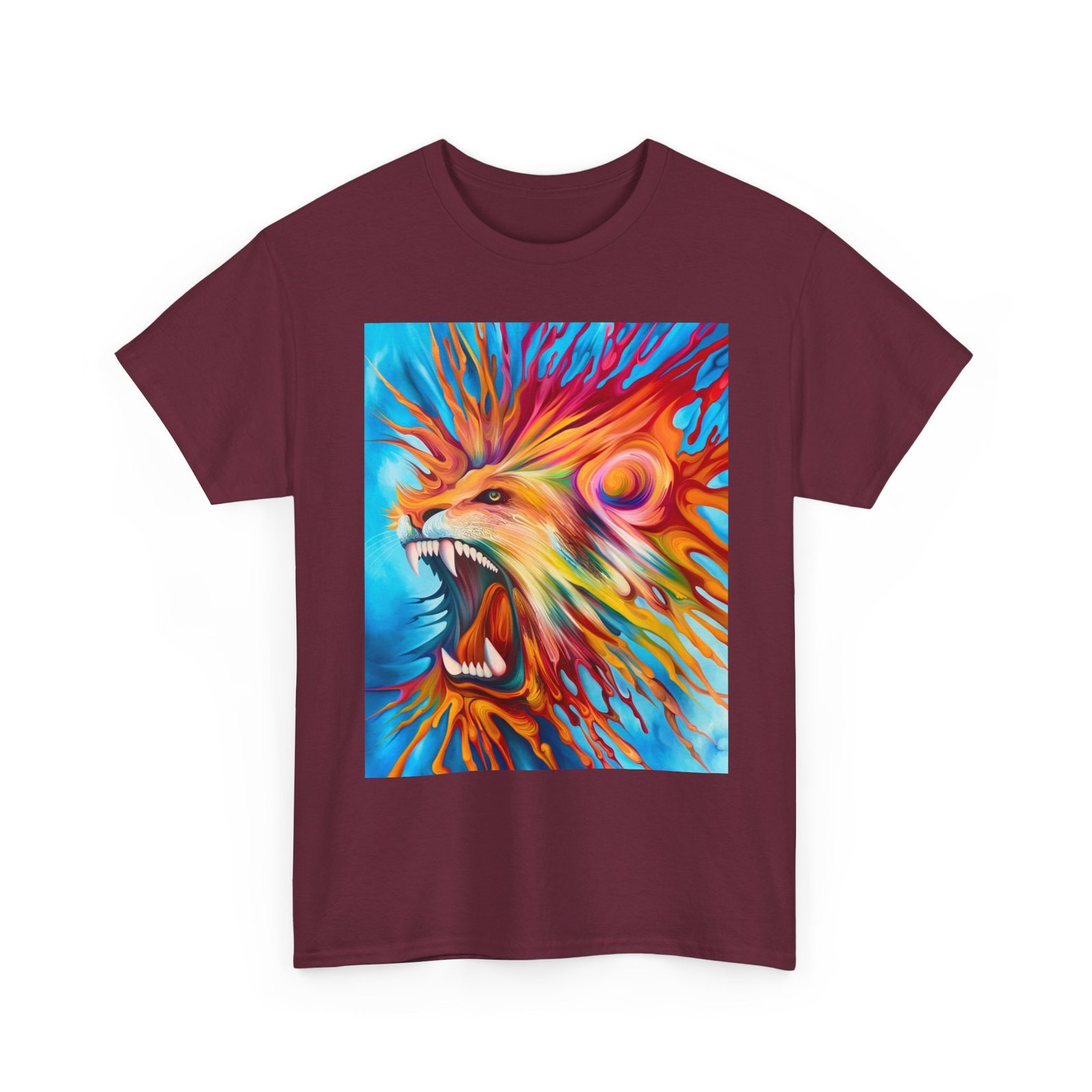 T-Shirt - Vibrant Lion Art Tee, Unisex Heavy Cotton T-shirt, Bold Graphic Shirt, Animal Lover Gift, Casual Wear, Statement Piece - Image 19