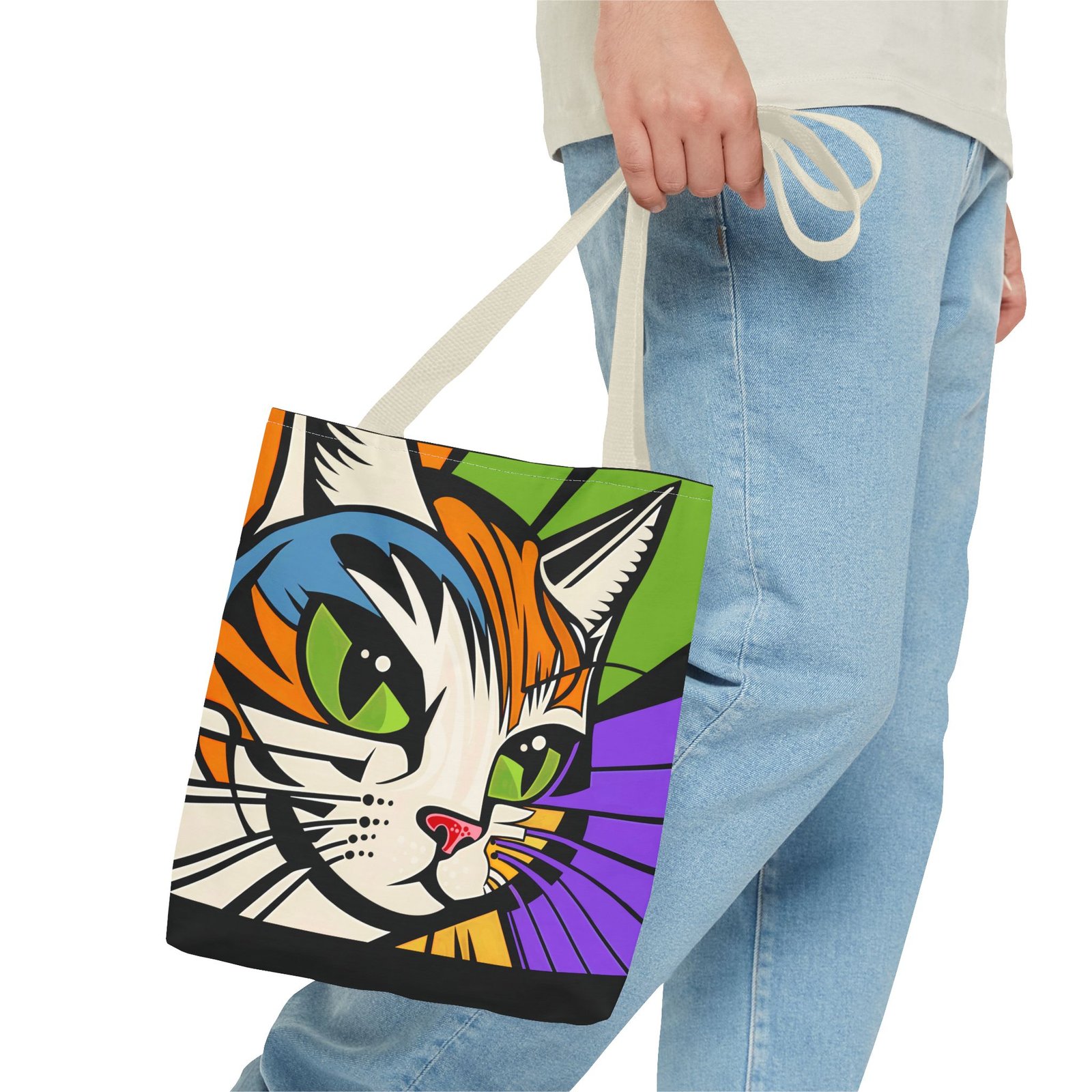 Tote Bag - Colorful Cat Design Tote Bag, Eco-Friendly Bag, Pet Lover Gift, Unique Shopping Bag, Everyday Use, Stylish Carryall - Image 39