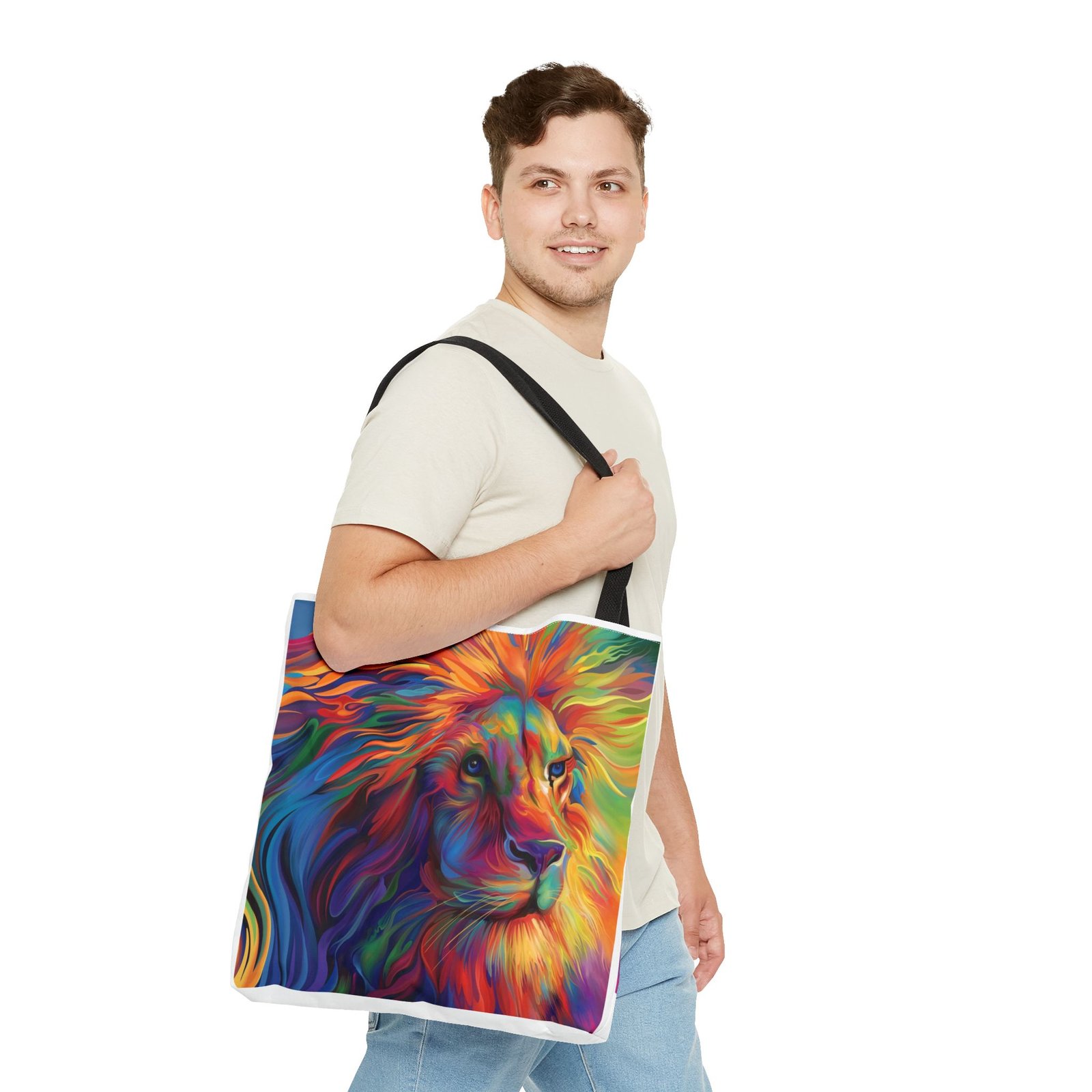 Tote Bag - Vibrant Lion Tote Bag, Colorful Reusable Bag, Beach Tote, Gift for Animal Lovers, Eco-Friendly Shopping Bag, Festival Bag - Image 11